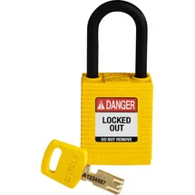Brady SafeKey Nylon Lockout-Vorhängeschloss Mit Nylon Bügel 38.00 mm Gelb KD - Verschiedenschließende Schlösser 1 Stück