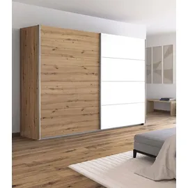 Rauch Schwebetürenschrank QUADRA 226 x 210 x 62 cm Alpinweiß/Braun