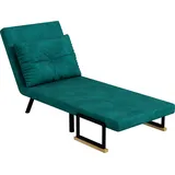 HOMCOM Schlafsessel mit 5-stufig verstellbarer Rückenlehne, Klappbarer Schlafsessel mit Kissen für Wohnzimmer, gepolsterter Stoffbezug, Stahl und Holz, 63x73x81 cm, Grün   Aosom