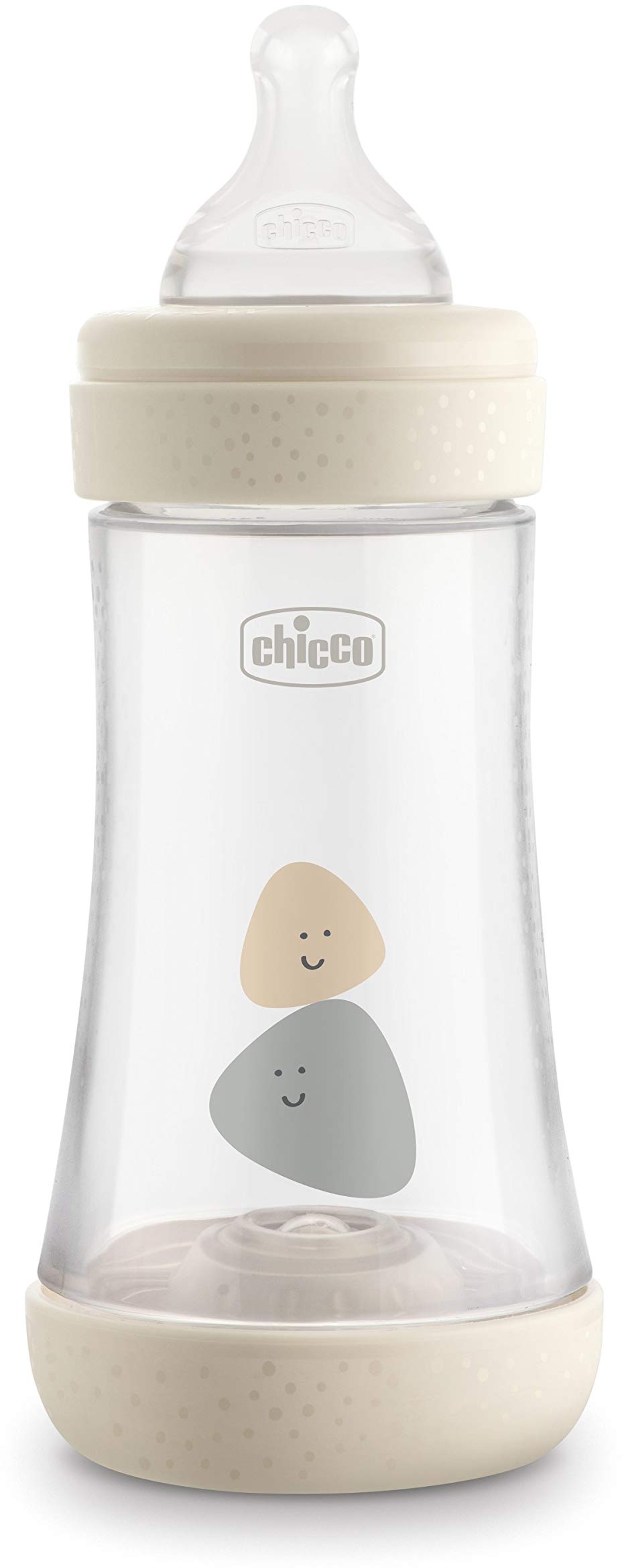 Chicco PERFECT 5 Anti-Kolik 300 ml Babyfläschchen, Baby Flasche für Neugeborene mit Schnellem Fluss 4+ Monate mit Weichem Silikon-Sauger, 300 ml Biofunktionale Babyflasche mit Intui-Flow System, Beige