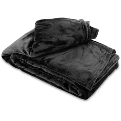 Leonado Vicenti Kuscheldecke Schwarz 150x200 cm Wolldecke Fleece extra weiche Wohndecke Sofa