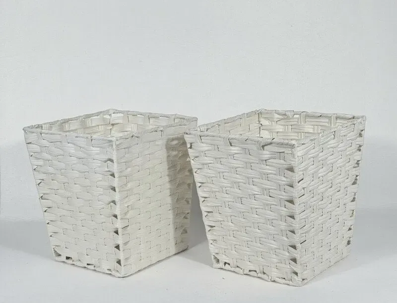 KEVAHOME 2er-Set Mülleimer aus PP-Kunstfasern in Fächerimitat - Weiß 10 x 10 x 11
