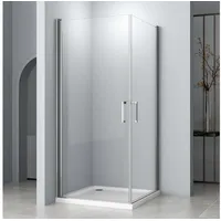 Hopibath Eckdusche 90x90 Pendeltür Duschkabine 80x80, BxT: 90x75 cm, NANO Sicherheitsglas, Eckeinstieg, Doppel Schwingtür, nach innen und außen öffnen silberfarben 90 cm x 195 cm x 75 cm