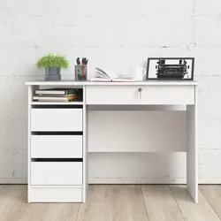 Schreibtisch HOME AFFAIRE "Plus", weiß, B:109,3cm H:75,6cm T:48,5cm, Tische, Computertisch mit 3 Schubkästen
