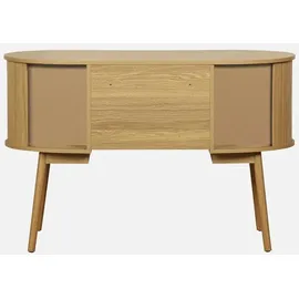 sweeek - Ovales Büro im Holzlook mit zwei Aufbewahrungsmöglichkeiten, L 120cm - Natur - Braun