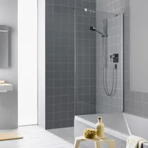 Kermi Filia XP Seitenwand FXTVD08017VPK 80x175cm, silber hochglanz, ESG klar Clean, verkürzt neben Badewanne