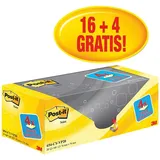 Post-it 16 + 4 GRATIS: Post-it® Notes Haftnotizen gelb 16 Blöcke + GRATIS 4 Blöcke