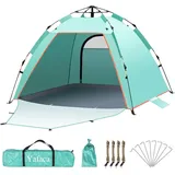 Strandmuschel, 1-3 Personen Automatische Pop up Zelt, Großes UV Schutz 50+ Sonne