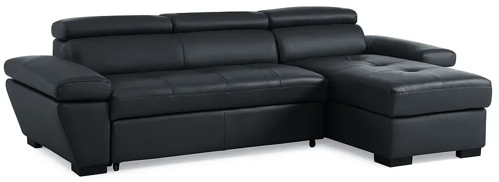 Ecksofa Leder mit Schlaffunktion - Ecke Rechts - Weiß - JONOVA