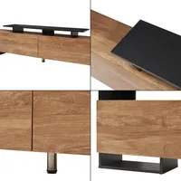 [en.casa] En.Casa, TV Möbel, Fernsehschrank Rauki 233x31x141 cm Schwarz/Mango-Holzoptik