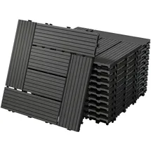 ECD Germany WPC Terrassenfliesen Balkonfliese Klickfliese Mosaik, 30x30cm Anthrazit 1m2