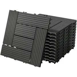 ECD Germany WPC Terrassenfliesen Balkonfliese Klickfliese Mosaik, 30x30cm Anthrazit 1m2