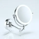 Libaro LED Kosmetikspiegel Modena Vergrößerungsspiegel (5x / 10x) 360° Schminkspiegel mit Wandmontage und Dimmerfunktion - Silber