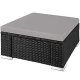 Tectake Rattan-Sitzhocker 53 x 53 x 26 cm schwarz/grau