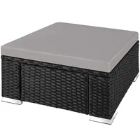 Tectake Rattan-Sitzhocker 53 x 53 x 26 cm schwarz/grau