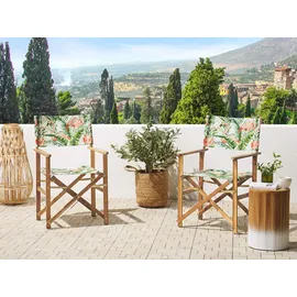 Beliani Gartenstühle 2er Set Gartenstuhl 50 x 50 x 91 cm hellbraun/grau/hellrosa