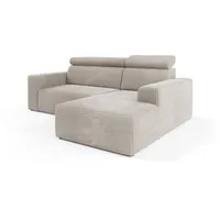 Deine Möbel 24 Wohnlandschaft KLAUS L 248 cm breit Ecksofa Sofa Wohnzimmer L-Couch Cord Samt, Beige Creme Grau Hellgrau Anthrazit Schwarz 2 Teile, Ohne Bettfunktion Cord-Stoff Kord beige