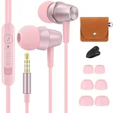 Bulees Kopfhörer für Kinder ,Sanft In-Ear Headphones mit Mikrofon und Lautstärkeregler, Niedlich Kleine Ohrhörer für iPhone6/6s,Smartphones, MP3-Rosa