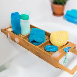Relaxdays Badewannenablage ausziehbar Holz Braun