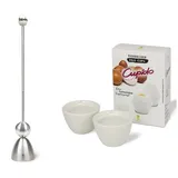 Take2-Design Eierköpfer Eierschalensollbruchstellenverursacher Set, Good Morning, Keramik, inkl. zwei Porzellan Eierbecher, perfekt für das tägliche Frühstück weiß