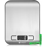 Etekcity Küchenwaage Digital - Edelstahl 304 - Lebensmittelgeeignete Waage Küche - Leicht zu Reinigen - Feinwaage mit Beleuchtetem LCD-Klare und gut Lesbare Kithchen Scale - 5 KG-1g - Edelstahl-Silber