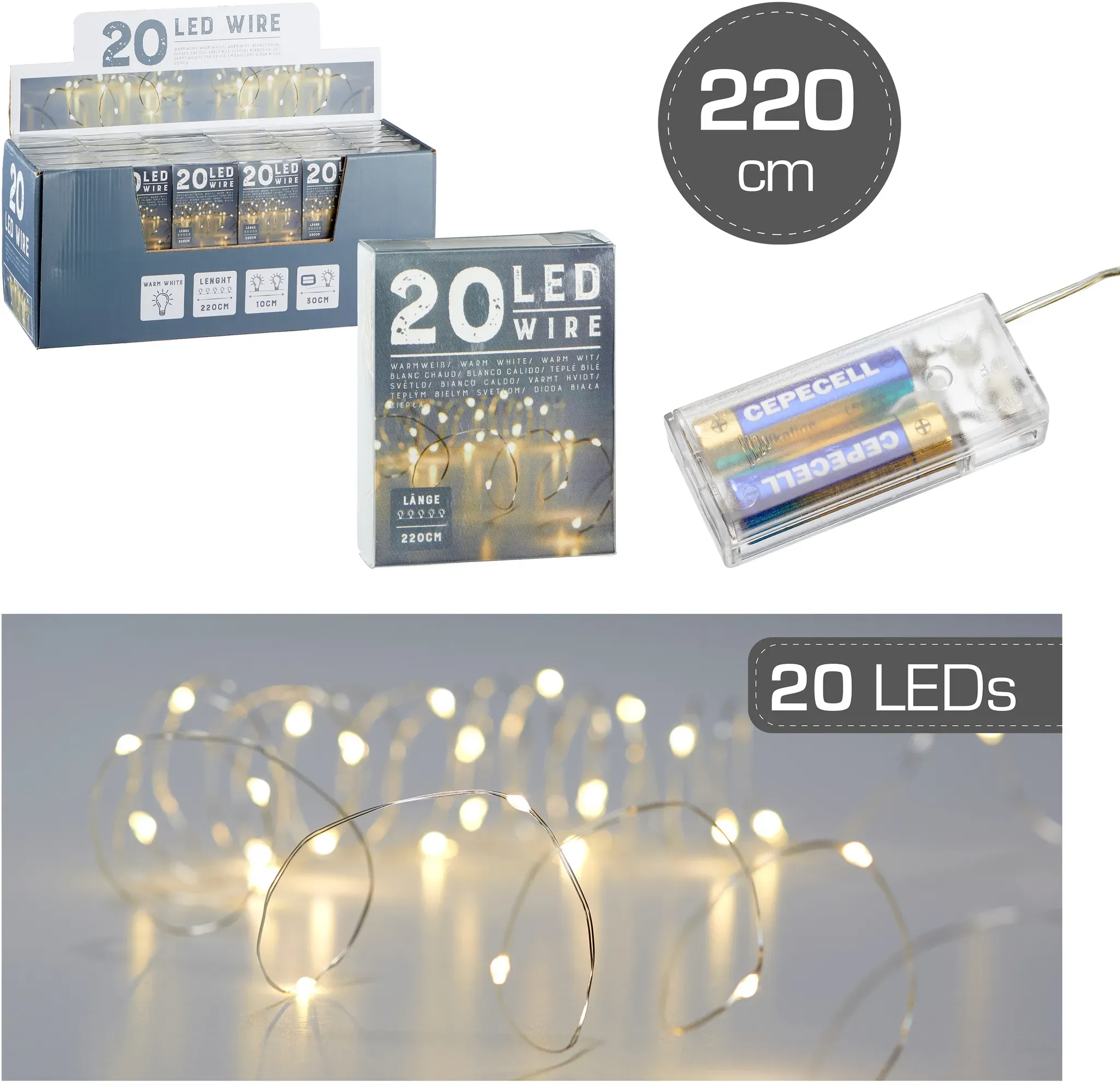 Mikro LED 20er Lichterkette - silber