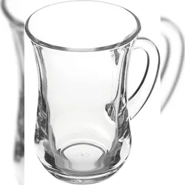 Pasabahce Keyif Türkische Teegläser Cay Bardagi Mit Henkel Griff, 6 Stück aus Glas transparent
