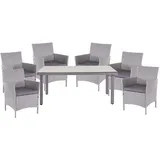 MCW Poly-Rattan-Garnitur Hamar, Gartenmöbel Balkon-Set Sitzgarnitur grau, Kissen anthrazit