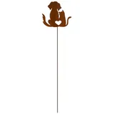 Badeko Gartenstecker Hund Katze Love 124 x 26 cm Braun