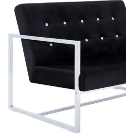 vidaXL 2-Sitzer-Sofa mit Armlehnen Schwarz Chrom und Samt