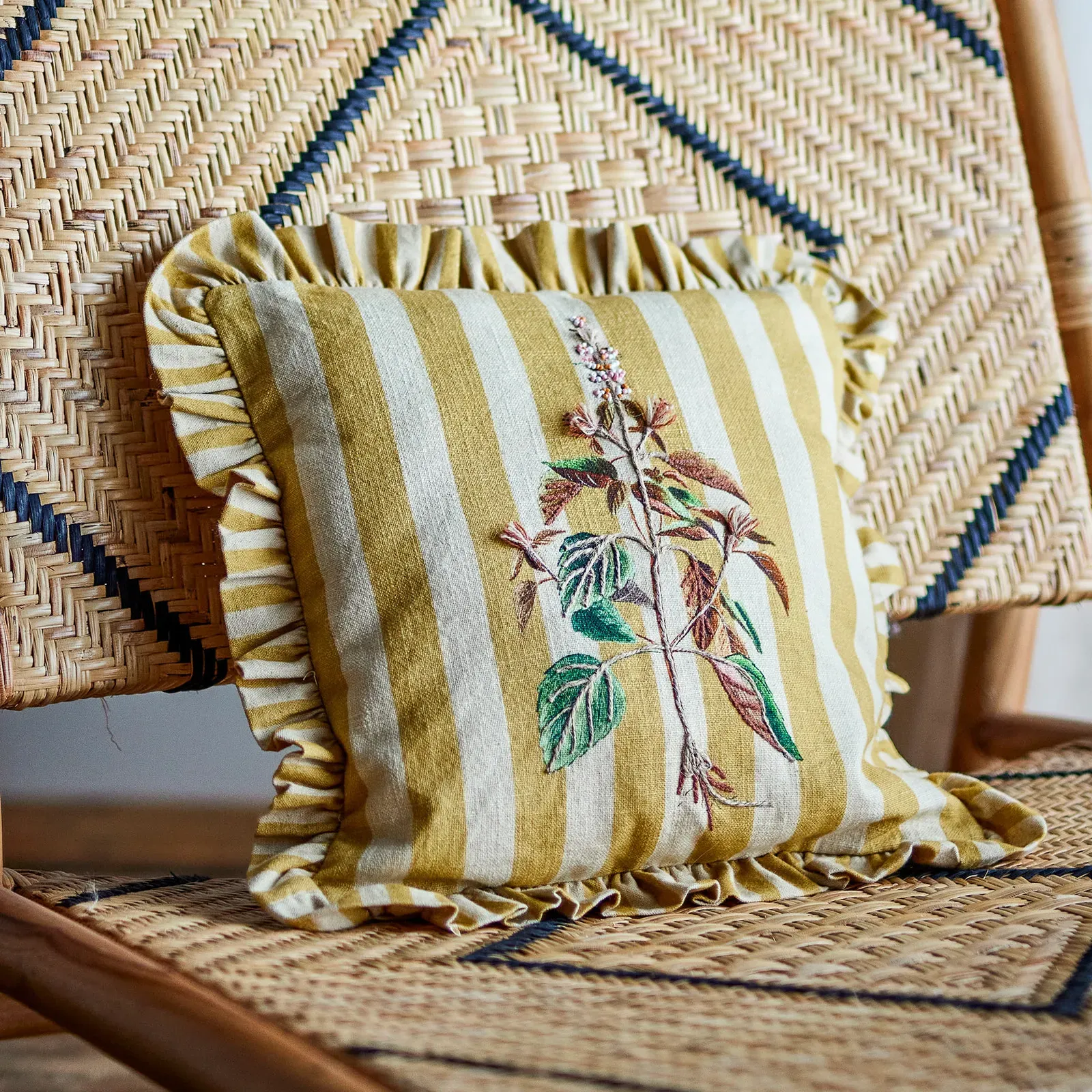 Kerzenhalter Bloomingville, Camila, Gelb, für Wohnzimmer, Stoff / Textil - 35 - 35