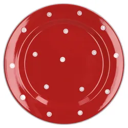 Essteller flach Emily 27cm rot mit weißen Punkten