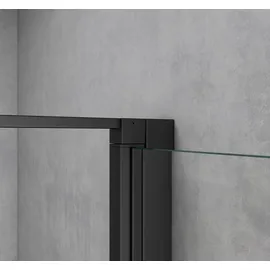 SoGood doporro Eck-Duschkabine 90x80x195cm Eckdusche in schwarz mit Hebe- und Senkmechanismus ESG-Sicherheitsglas Klarglas inkl. beidseitiger