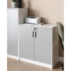Beliani Zehna Aktenschrank 80 x 40 x 80 cm grau/weiß