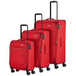 Trolleyset TRAVELITE "CHIOS S/M/L", rot, Polyester, unifarben, Koffer-Sets, Kofferset Reisegepäck Reisekoffer mit erweiterbarem Volumen
