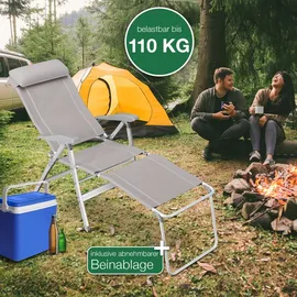 eloneo Campingstuhl mit Beinauflage Grau