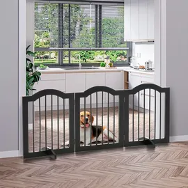 PawHut Hunde-Schutzgitter schwarz Polypropylen B/H/L: ca. 29,5x154,5x61 cm - schwarz