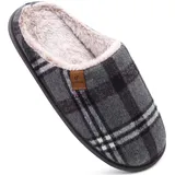 COFACE Grau Herren Rückstellschaum hausschuhe, warme plaid Pantoffeln für manner, flauschig plüsch Gefüttert mit Rutschfeste Gummisohle Größe 47EU - 47 EU