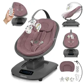 lionelo BLOSSOM Elektrische Babywippe bis zu 9 kg Babyliege Verstellbare Rückenlehne Natürliches Schaukeln 5 Geschwindigkeiten Ergonomischer Sitz Bluetooth-Fernbedienung, 5 Melodien
