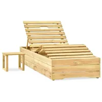 VidaXL Garten-Sonnenliege mit Tisch und Auflage Kiefer Imprägniert