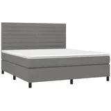 vidaXL Boxspringbett mit Matratze Dunkelgrau 160x200 cm Stoff