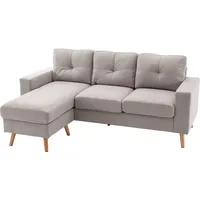 HOMCOM Ecksofa Eckcouch in L-Form, Eckgarnitur, Couchgarnitur mit Chaiselongue für 3 Personen, Stoffsofa für Wohnzimmer, Hellgrau  Aosom