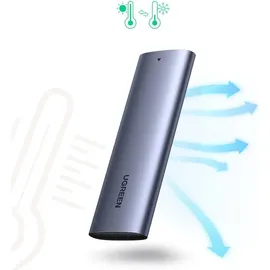UGREEN 10902 Speicherlaufwerksgehäuse SSD-Gehäuse, M.2 M.2, USB Anschluss, Silber