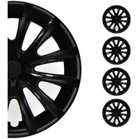 OMAC 4X Radkappen Radzierblenden Radblenden 14" Zoll Stahlfelgen Matt Schwarz-Schwarz