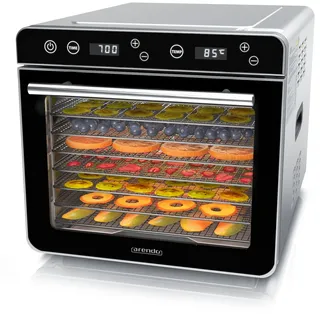 Arendo Dörrautomat Edelstahl, Temperaturregler von 35° bis 85°C, Dörrgerät, Dehydrator, 700 W, 8 Etagen, Obst, Fisch, Fleisch Dörrapparat, Obsttrockner, Timer 0,5-24 Stunden