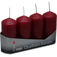 Ebersbacher Kerzenfabrik Stumpenkerze 40x90 mm 4 Stück burgund