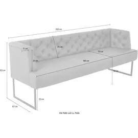 K+W Komfort & Wohnen »Creso«, im modernen Chesterfield-Look, mit schwarzen Kufenfüßen zypresse, 67108136-0 B/H/T: 222 cm x 83 cm x 67 cm