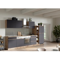 Held Möbel Küchenzeile Turin 330 cm Graphit-Wotaneiche mit E-Geräten