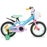 STITCH Macaron 14 Zoll Kinderfahrrad für 3-5 jährige Mädchen & Jungen, Mädchenfahrrad mit Korb & Stützrädern