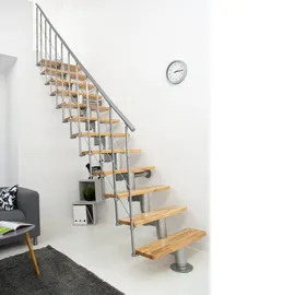 Minka Mittelholmtreppe Comfort Top in Buche auf Walnuss Unterkonstruktion silber bis 312 cm Raumhöhe - silberfarben